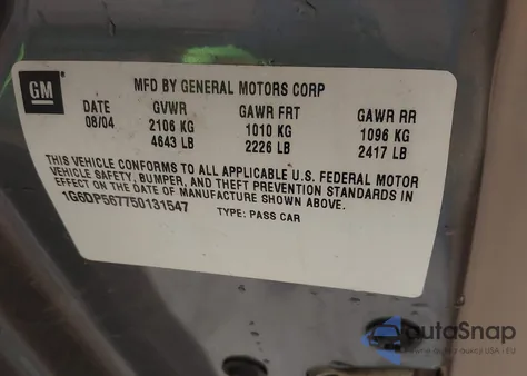 2005 Cadillac Cts Standard from USA, damaged, VIN 1G6DP567750131547